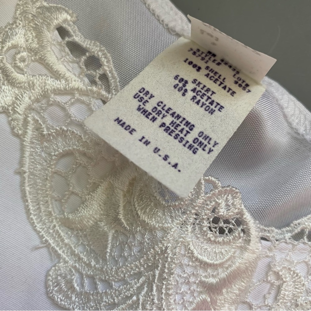 Vintage Crochet Lace Pleated Drop Waist Vintage Slip Dress White 12 USA 1940’s - Picture 5 of 7